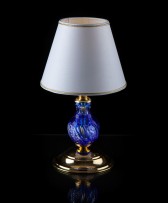 Blaue Tischlampe aus Überfangglas 2