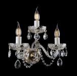 Große 3-armige Wandleuchte aus geschliffenem Kristall, verziert mit 24-Karat-Gold und hochglänzenden Emaille-Blumen (Seitenansicht)