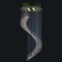 Moderne Kristallkronleuchter mit rundem Spiegel und Kristallspirale (Innenräume von Wohnungen)
