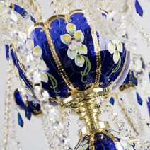 18-armiger saphirblauer Kronleuchter aus EGERMANN Kunstglas