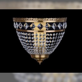 Glitzerndes Licht an der Wand von Swarovski. Antike Metallimitation mit echten Kristallsteinen. 1 Glühbirne im Inneren des Korbes.