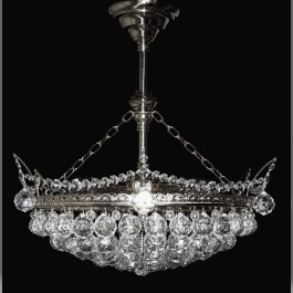 6 Glühbirnen Silber Korb Kristall-Kronleuchter mit geschliffenen Kristallkugeln II. Durchmesser 57 cm