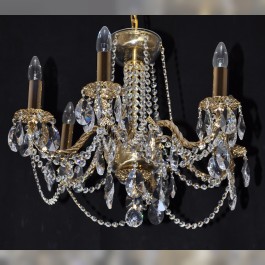 6 Arms Crystal cast brass chandelier with glossy twisted arms