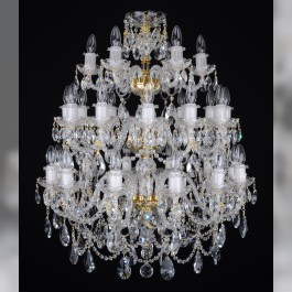 30-armiger Luxus-Kronleuchter aus Kristall mit gedrehten Glasarmen und geschliffenen Mandeln
