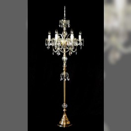 Gold Messing Kristall Stehleuchte mit der Reichweite von 160 cm Höhe