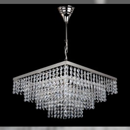 Silberner quadratischer Strass-Kronleuchter mit 6 Glühbirnen - Glitzernde geschliffene Oktagone