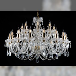 Großer luxuriöser Kronleuchter aus tschechischem Kristall mit 24 Glühbirnen