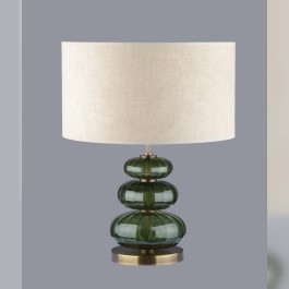 Tischlampe aus dunkelgrünem Glas in der Farbe des Olivins