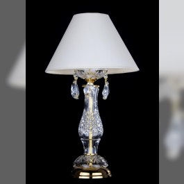 1 Glühbirne Kristall Design Tischlampe mit geschliffenen Mandeln und weißem Lampenschirm