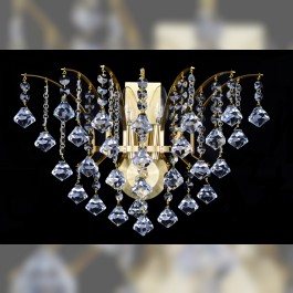 Crown Wandleuchte mit zwei Glühbirnen in mattem Messing