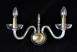2-armige Design-Wandleuchte aus mundgeblasenem Glas Antik