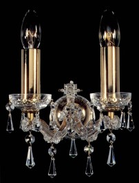 Stilvolle zweiarmige Maria Theresia Wandleuchte in Gold