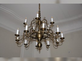 15-armiger niederländischer Kronleuchter mit matter Patina 2