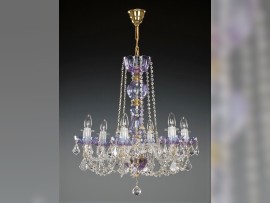 6-armiger-Kristall-Kronleuchter in Lila (Amethyst)