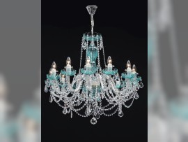 12-armiger Kronenlicht aus Kristall mit blauem Aquamaringlas