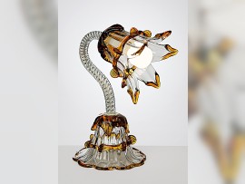 Murano-Tischlampe mit Glasschirm aus zweifarbigem Glas