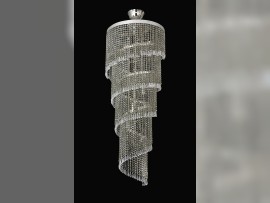 Silberner Spirallüster aus klarem Kristallglas