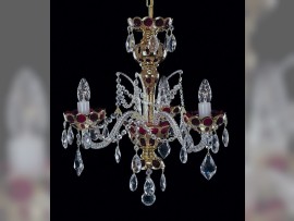 Kleiner Rubinkronleuchter mit Goldmalerei