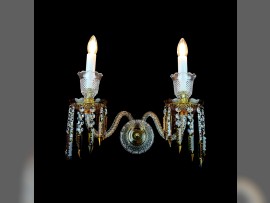 Baccarat 2-armige Wandleuchte mit bernsteinfarbenen Kristallverzierungen