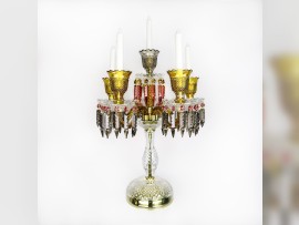 Baccarat-Kristall-Kerzenhalter (kann in eine Tischlampe umgewandelt werden) aus dreifarbigem geschliffenem Glas