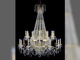Großer Strass-Korb-Kronleuchter mit Metallarmen in zwei Ebenen, Durchmesser 120 x 140 cm / 24 Glühbirnen, Artikelnummer 7330-12+12-S