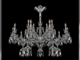 Luxuriöser 20-armiger Baccarat-Kronleuchter mit tiefem Schnitt – silbernes Metall