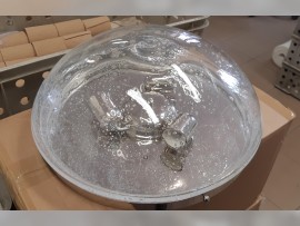 Silberne Anbauleuchte mit Glas mit Blasen