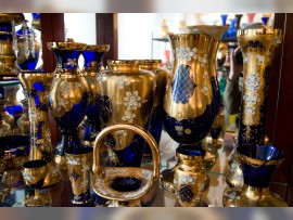 Kobaltfarbenes Kunstglas der Glashütte Egermann