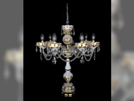 weiße Tischlampe mit hoher Emaille verziert