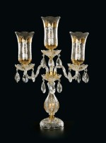 3-armige luxuriöse Lampe aus goldenem Kristall mit handbemalten Vasen