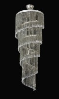 Silberner Spirallüster aus klarem Kristallglas