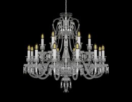 Baccarat-Lampe mit 18 Armen aus silbernem Metall