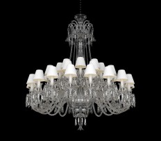 Großer 36-armiger Baccarat-Kronleuchter mit Lampenschirmen