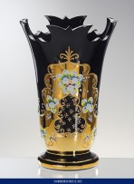 30,5 cm hoch Schwarze Vase mit Vergoldung