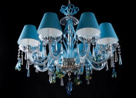 Design blauer Kronleuchter "Meeresaquarium" mit Lampenschirmen