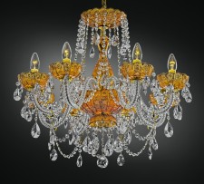 Orange crystal chandelier with PK500 hand cut amber glass