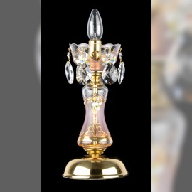 Dekorative Tischlampe mit rosa matter Malerei und Emaille Blumen verziert