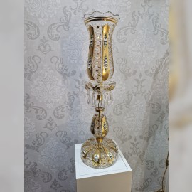 Hohe, luxuriöse Kristalllampe, verziert mit 24-karätigem Gold und Blumen