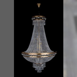 Großer brauner Strass-Kronleuchter in Form eines Korbes