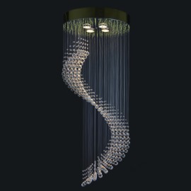 Moderne Kristallkronleuchter mit rundem Spiegel und Kristallspirale (Innenräume von Wohnungen)