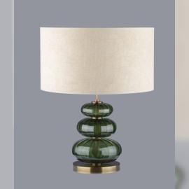 Tischlampe aus dunkelgrünem Glas in der Farbe des Olivins