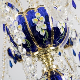 18-armiger saphirblauer Kronleuchter aus EGERMANN Kunstglas