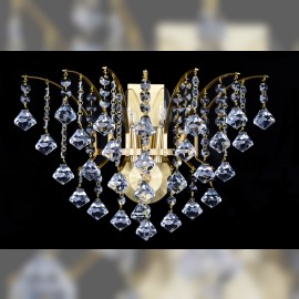 Crown Wandleuchte mit zwei Glühbirnen in mattem Messing