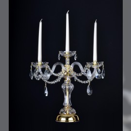 3-Arme-Kristall-Leuchter mit geschliffenen Mandeln - dekorative Tischleuchte aus Kristall