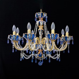 Chateaufarbene Kristalllüster aus getäfeltem Kunstglas "GOLD & COLOR"