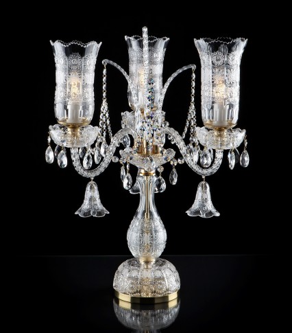 Lampe aus geschliffenem Kristall mit 3 Glühbirnen PK500 Bohemia