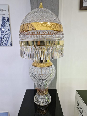 Hohe Tischlampe mit Diamantschliff von BACCARAT