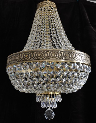 Korb-Kristall-Kronleuchter - Messingguss mit hervorgehobenem Ornament