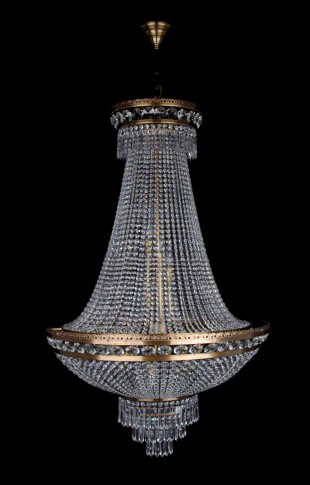 Großer brauner Strass-Kronleuchter in Form eines Korbes