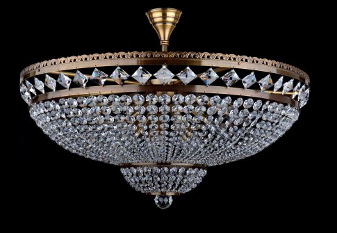 Großer Luxus-Korblüster mit original Swarovski-Kristall verziert. 15 Glühbirnen und braunes Metall.